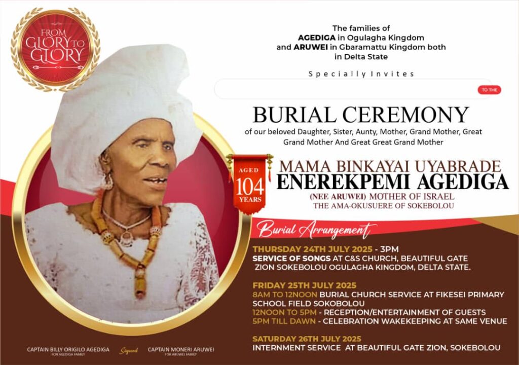Shedrack Agediga To Lay Mother To Rest July 25 @Sokebolou Community